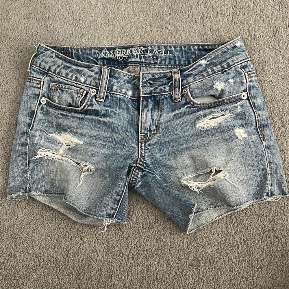 AE destroyed denim shorts